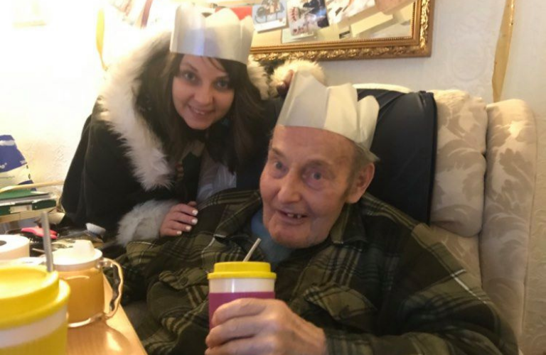 Rachael and her grandad last Christmas.
