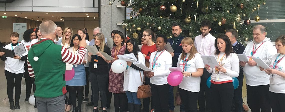 Choir singing at Sainsburys HQ