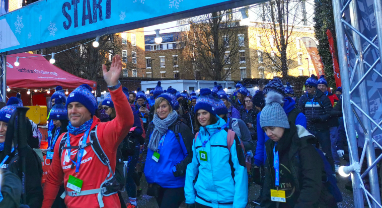 Walkers at the winter walk start line