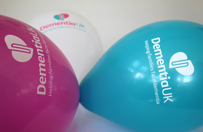 Three Dementia UK balloons