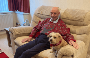 Bernie and a furry friend