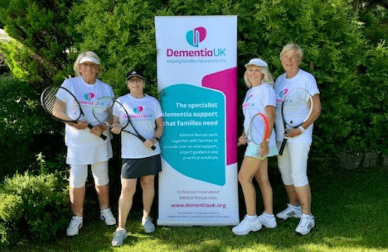 Caralin and friends at her Tennis-a-thon for Dementia UK