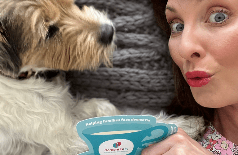 Celebrity Supporter Emma Barton with her dog