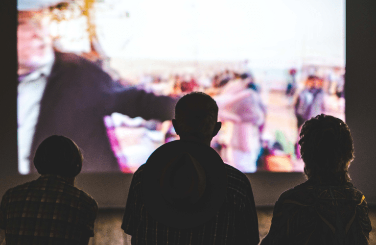 Friends watch a movie together