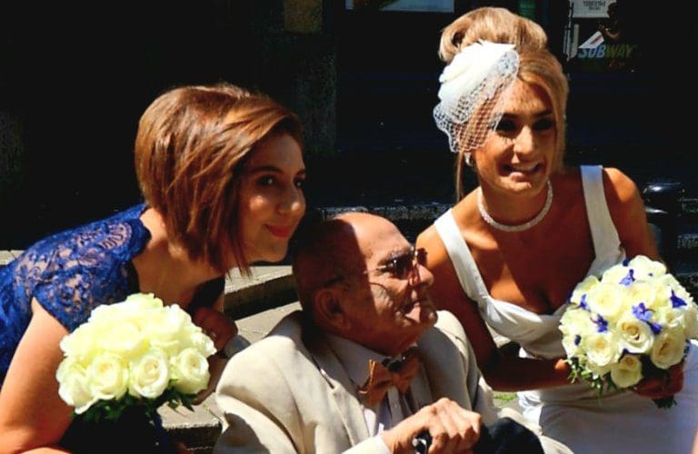 Liz with her family and grandfather
