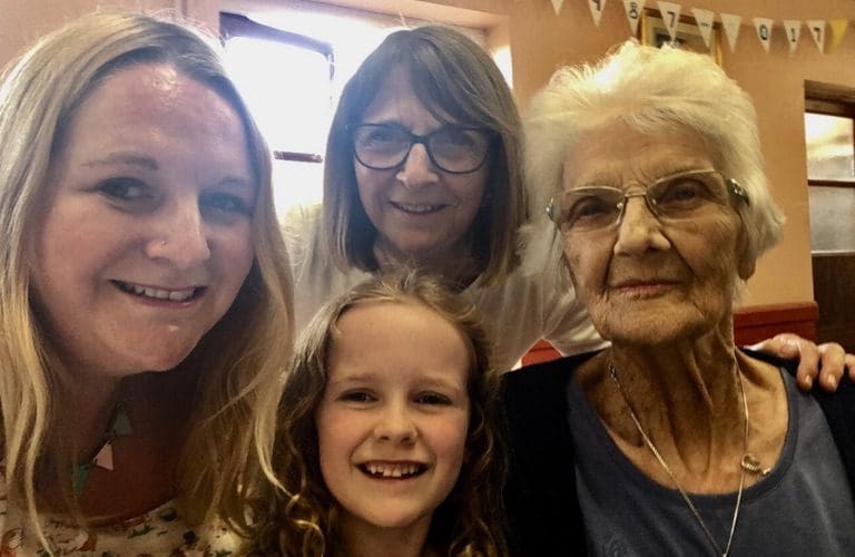 Four generations: Lucy with her daughter, mum and grandma.