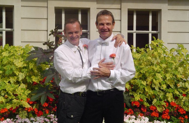 Mike and Tom at their wedding