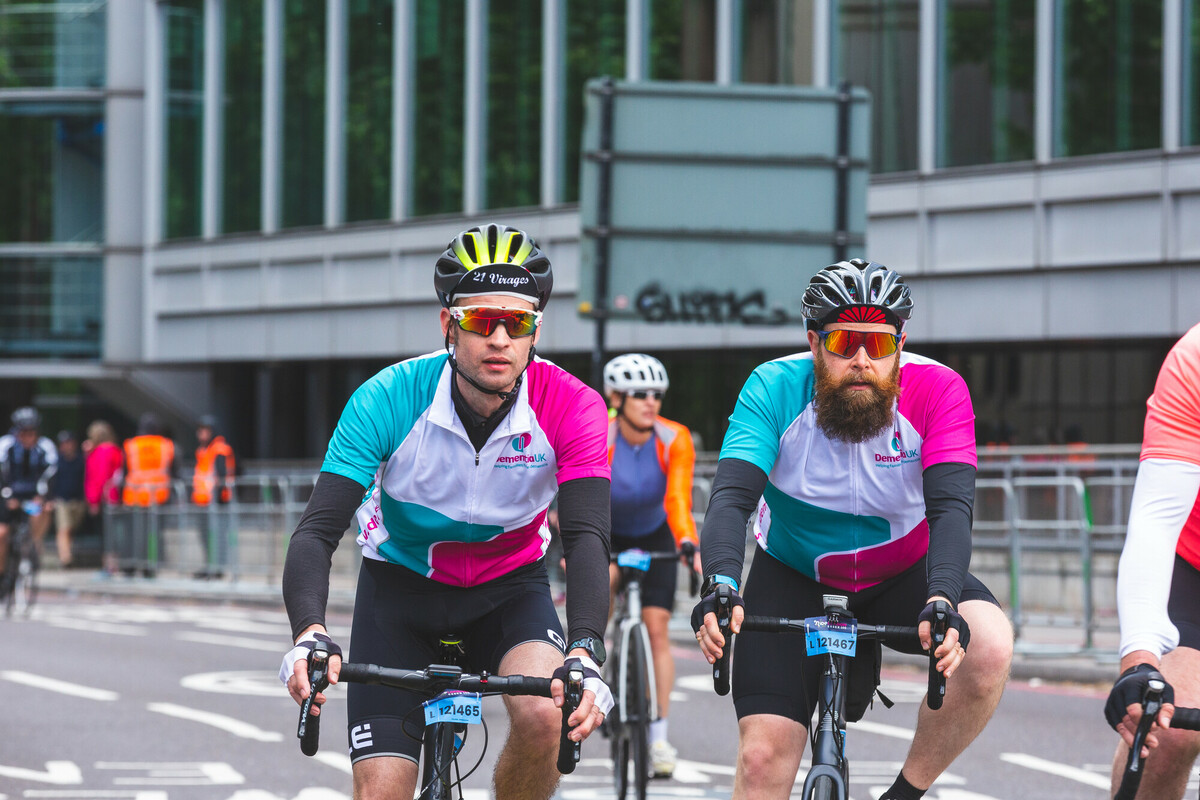 Cyclists take part in the Ride London 2022 event, to help raise funds for Dementia UK.
