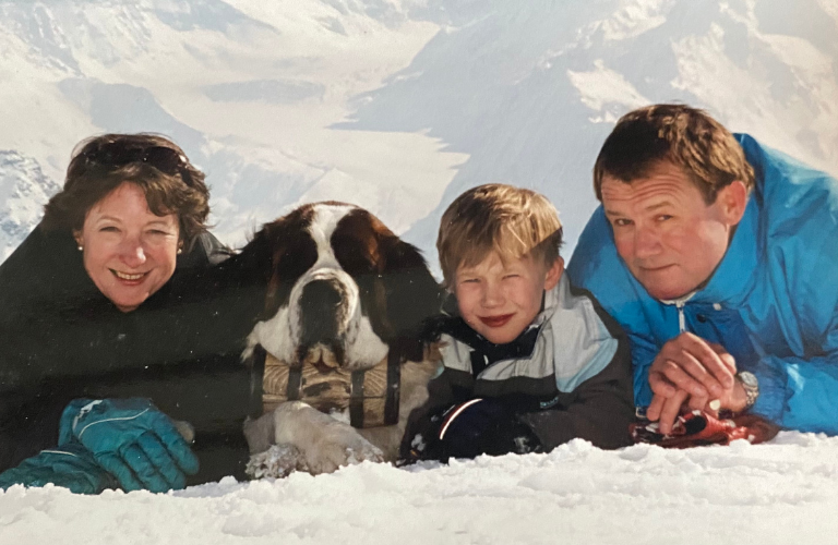 Richard, Joanna and Josh in Switzerland in Spring 2002.