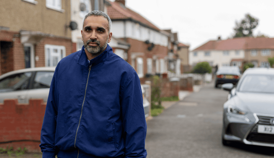 Ricky, who's gran lives with dementia, outside his house