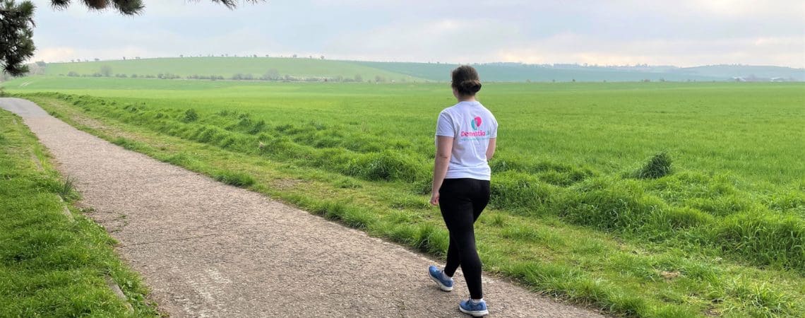 Woman walking in a field
